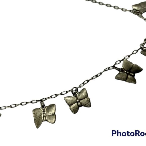Butterfly silver‎ dangle necklace - Picture 1 of 2